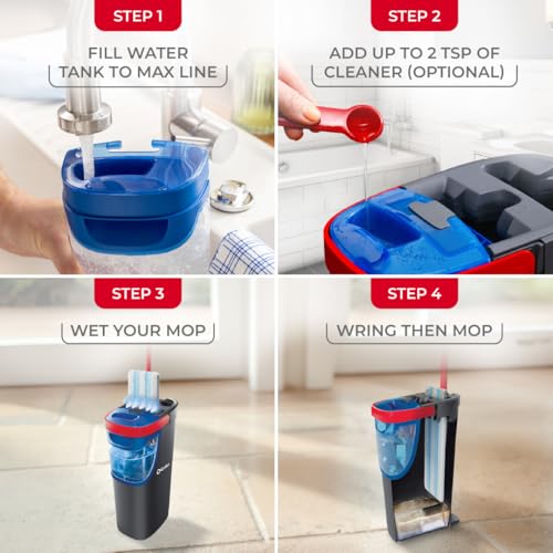 Dual Tank Flat Mop System with Washable Microfiber Pad for Hardwood & Tile