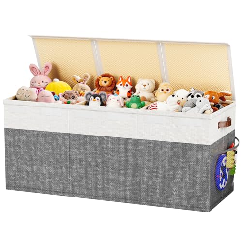Extra Large Collapsible Toy Box with Lid, Dividers & Handles, Gray