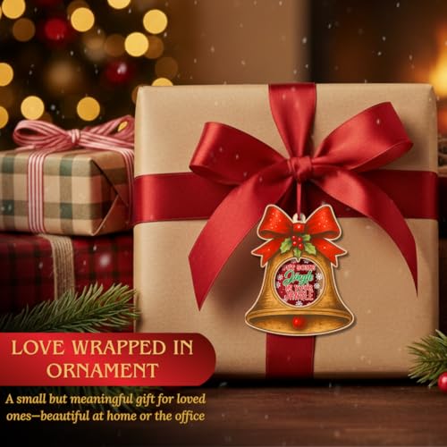 Bell Ornaments for Christmas Tree - Double Layer Wood & Acrylic 3D Bell, Rustic Keepsake Gift