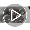 Agyiuns White Floral Tea Cups & Saucers Set - 6.4oz Porcelain Gold Trim, Elegant Gift