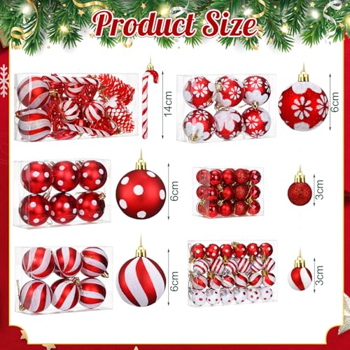 Vercraft 82 Pcs Christmas Candy Ornaments Set – Red & White Candy Cane, Includes 11in Topper