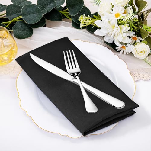 120-Piece Set of 17x17 Inch Polyester Cloth Dinner Napkins - Black