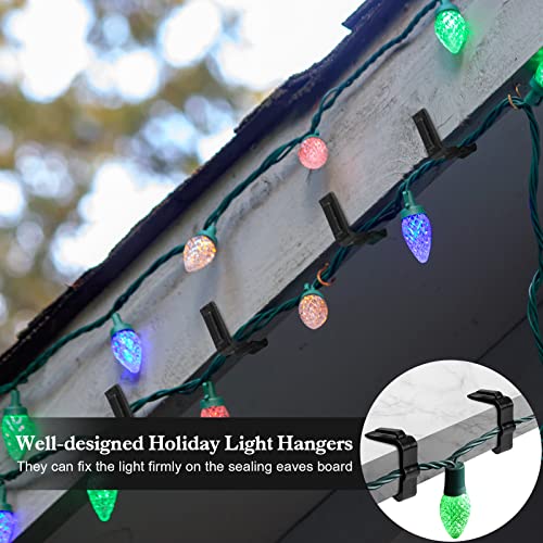 50 Pcs Christmas Light Gutter Clips - 1-5/8 Inch Black Plastic Hooks