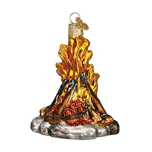 Handcrafted Glass Campfire Christmas Ornament - Holiday Tree Decoration