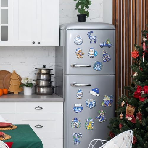 Copkim Snow Christmas Diamond Art Magnet Kits - 30 Pcs Holiday Magnets