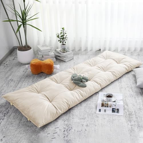 Foldable Tufted Floor Lounger Pillow, 74-inch Long Cushion for Meditation