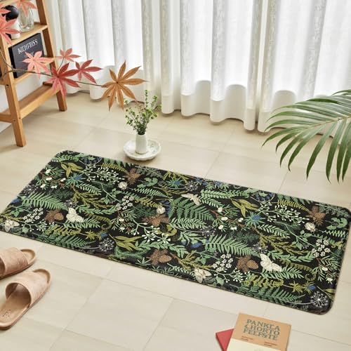 2-Piece Botanical Anti-Fatigue Kitchen Mat Set, Waterproof PVC Standing Rugs
