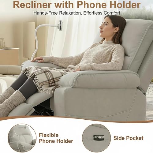 Oversized Velvet Nursery Glider Recliner Chair with Swivel and Rocker