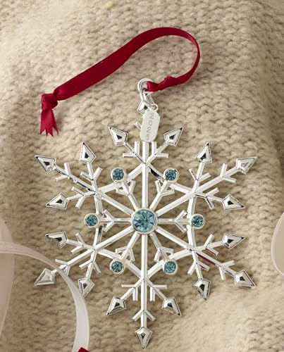Lenox 2026 Snow Majesty Silverplate Snowflake Ornament with Red Ribbon - Holiday Decor