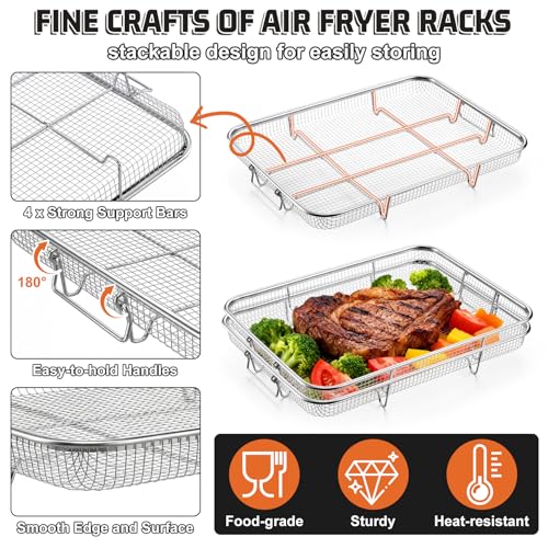 11.8 Inch Stainless Steel Air Fryer Basket Set for Oven - 3 Piece Rack