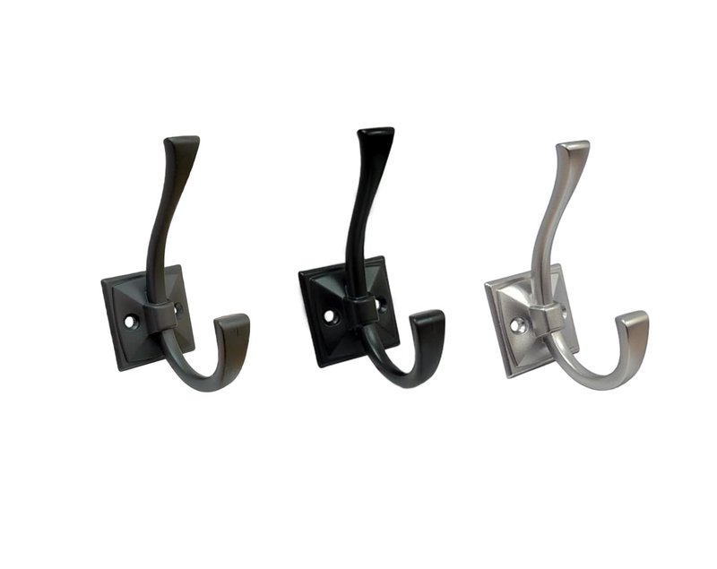 QCAA Coat and Hat Hook, Zinc Die Cast, Nickel, 10 Pack, Made in Taiwan