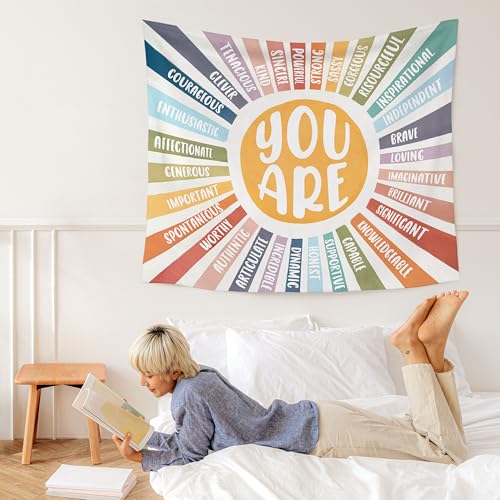 Boho Sunshine Inspirational Wall Tapestry - 50x60 Inch Nursery Decor