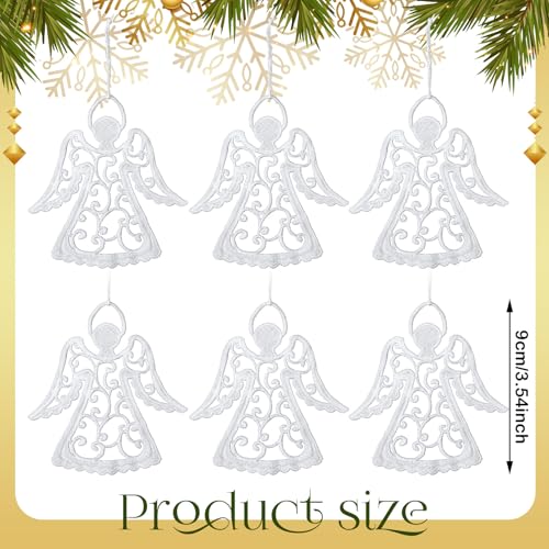 Lunmon 48 Pcs Crochet Angel Ornaments for Christmas Tree - White Doilies (Angels Variation)