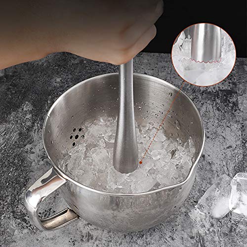 TripleLife 8-Inch Silver Stainless Steel Cocktail Muddler for Mojitos & Old Fashioned