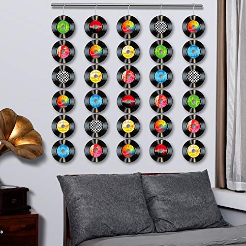 35 Pcs 7-Inch Retro Record Wall Cut-Outs for 50s Rock and Roll Party Decor
