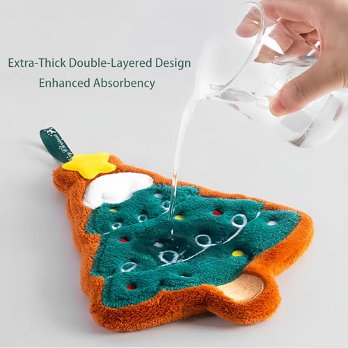 HUEYTON Christmas Series Kids Hand Towel Set - Ultra Absorbent & Soft, 4 Pack for Bathroom & Kitchen