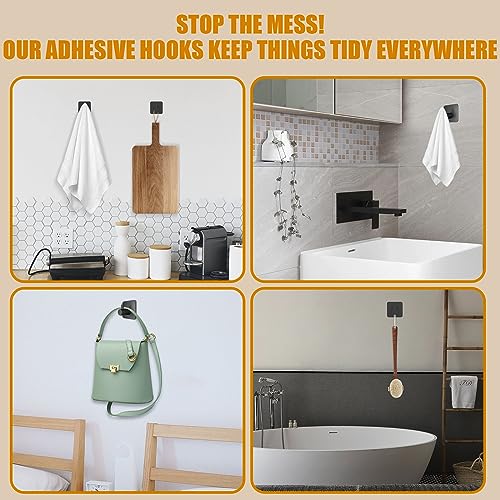 6-Piece Heavy Duty Adhesive Wall Hooks - Waterproof Stainless Steel Hooks
