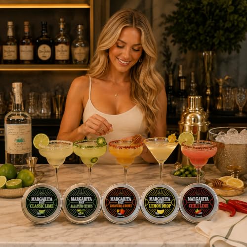 Kiri & Sons 5-Pack Flavored Salt Rimmer Set for Cocktails & Margaritas