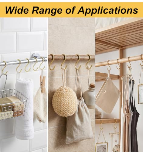 60-Pack Mini Gold S Hooks - 1 Inch Rust-Resistant Metal Storage Hooks