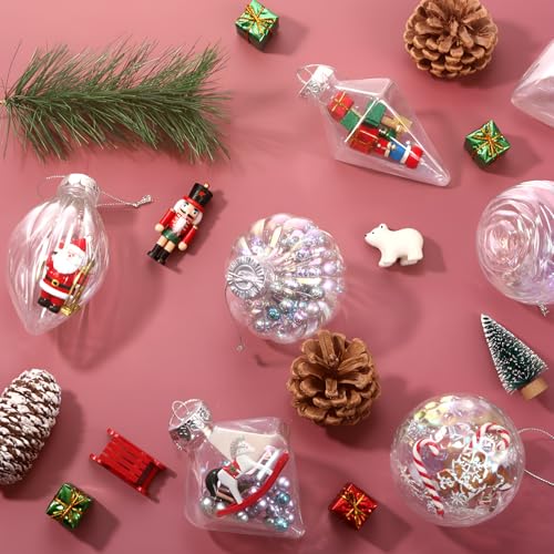 LOYIM 24pcs Iridescent Christmas Fillable Ornaments 3.15 Inch Holiday Decoration
