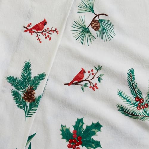 Market & Place Alpine Collection 100% Turkish Cotton Flannel Sheet Set (Full) with Cardinal & Pine – 4-Piece Deep Pocket