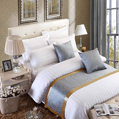 OSVINO Jacquard Bed Runner Scarf - Luxury Microfiber Bedding Protector, Golden