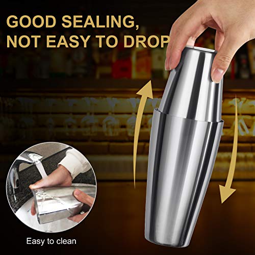 Perjoy 16-Piece Stainless Steel Cocktail Shaker Set with Bar Tools, Boston Shaker, Jigger & Muddler