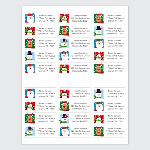 Fun Christmas Mix Return Address Labels Set of 100 | Personalized Holiday Labels