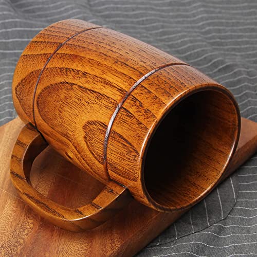 18oz Handmade Wooden Beer Stein Mug - Rustic Viking Tankard for Hot & Cold