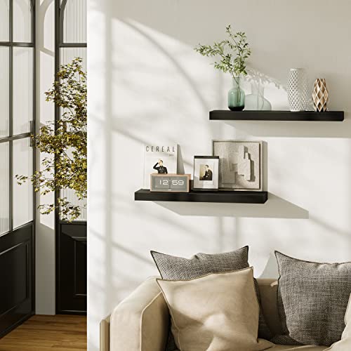 Floating Wall Shelves 24 x 6 Inch, Modern Decorative Hanging Shelves, Set of 2