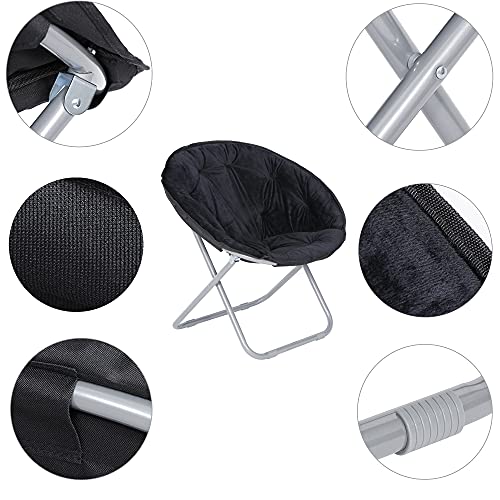 Foldable Faux Fur Saucer Chairs - Soft Plush Moon Seating for Home, Set of 2