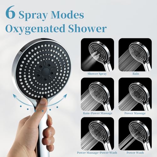 5-Inch High Pressure Handheld Shower Head, 6-Mode Adjustable Sprayer