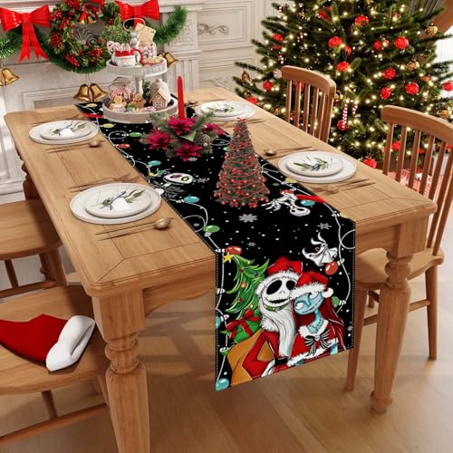 Jiudungs Christmas Table Runner, Xmas Holiday Decorations for Home