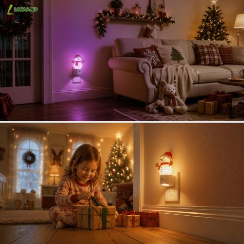 L LOHAS LED Christmas Snowman Night Light 1 Pack Dusk to Dawn RGB Kids Decor