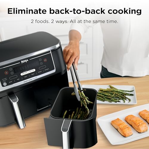 10 Qt Dual Zone Air Fryer with 2 Baskets - 6-in-1 Electric Cooker, Black