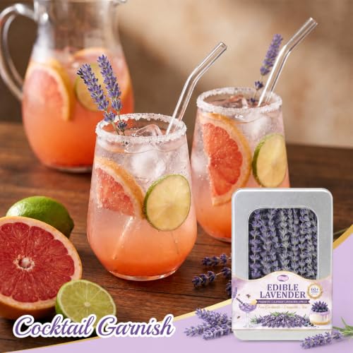 Rylenor 60+ Stems Edible Lavender Sprigs 1.1oz for Cocktails & Dessert Decor