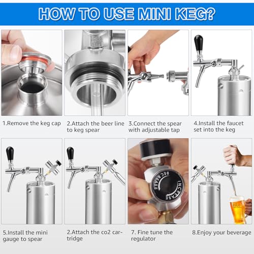 128oz Stainless Steel Mini Keg Growler with Adjustable Tap System