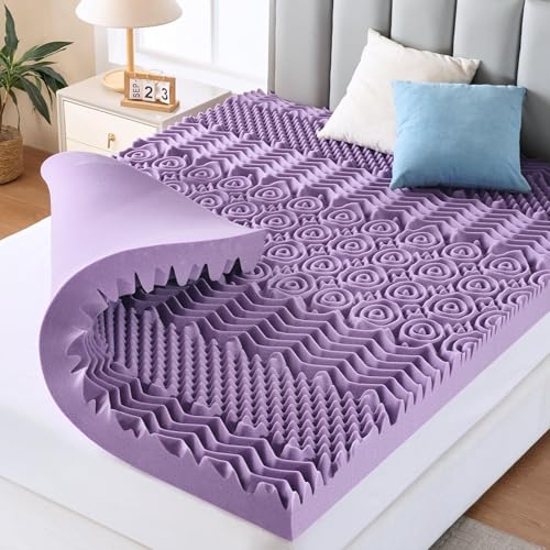 3 Inch Queen Mattress Topper - 7-Zone Gel Memory Foam Egg Crate Pad