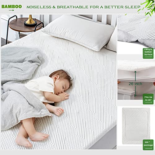 Waterproof California King Mattress Protector - Cooling Rayon Bamboo Cover