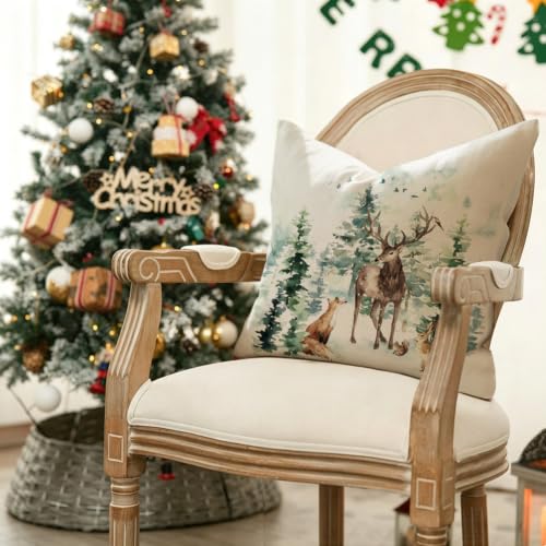 RABUSOFA Christmas Outdoor Pillow Covers 18x18 Inch Waterproof - Pack of 1
