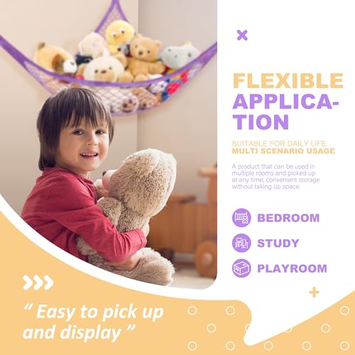 Large Stuffed Animal Corner Hammock for Toy Storage - 2 Pack, Purple