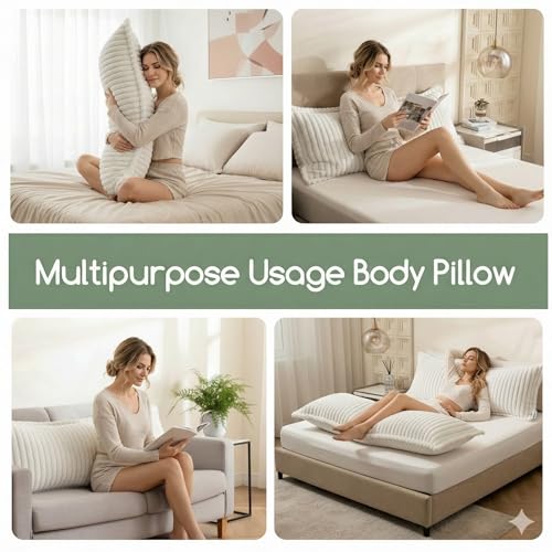 Faux Fur Body Pillow with Shredded Memory Foam - 20x54 Inch