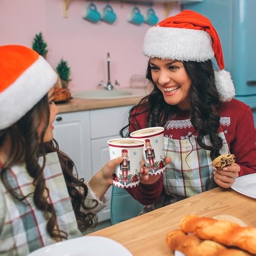 WRAPAHOLIC 9oz Christmas Nutcracker & Poinsettia Paper Cups - 50 Pack