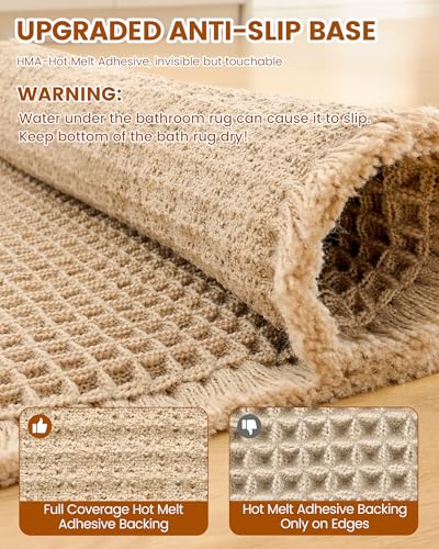 Smiry Waffle Bath Mat 30x20 Extra Soft Absorbent Brown