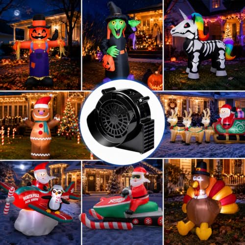 Suonncudst Black 12V 1.5A Inflatable Fan & 2.0A Power Adapter with 9 LED Lights