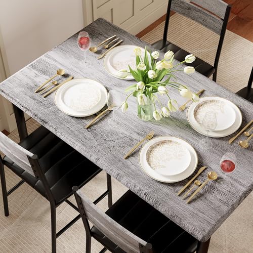 5-Piece Space-Saving Dining Table Set for 4 with Upholstered Chairs, Grey