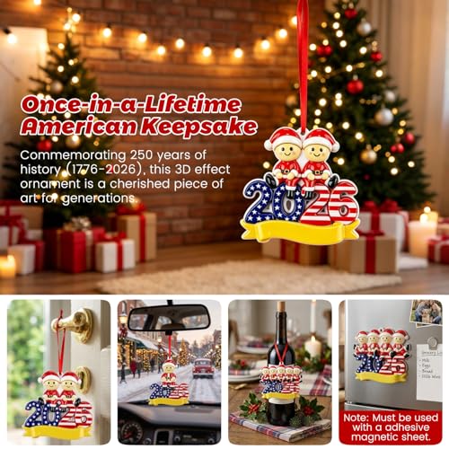 Personalized Family Christmas Ornament - Family of 1 - Patriotic 2026 Holiday Decor