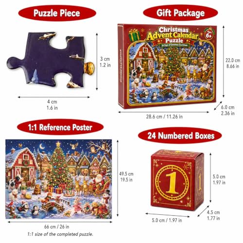 Christmas Advent Puzzle Calendar for Kids - 360 Piece Animal Village Set