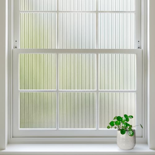 Reeded Glass Window Privacy Film 17.5" x 78.7" - UV Blocking, Removable Static Cling