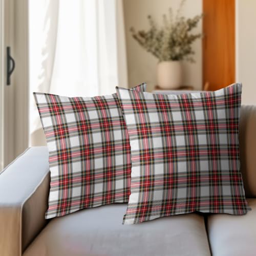 Christmas Scottish Tartan Plaid Outdoor Throw Pillow Cover 18x18 in